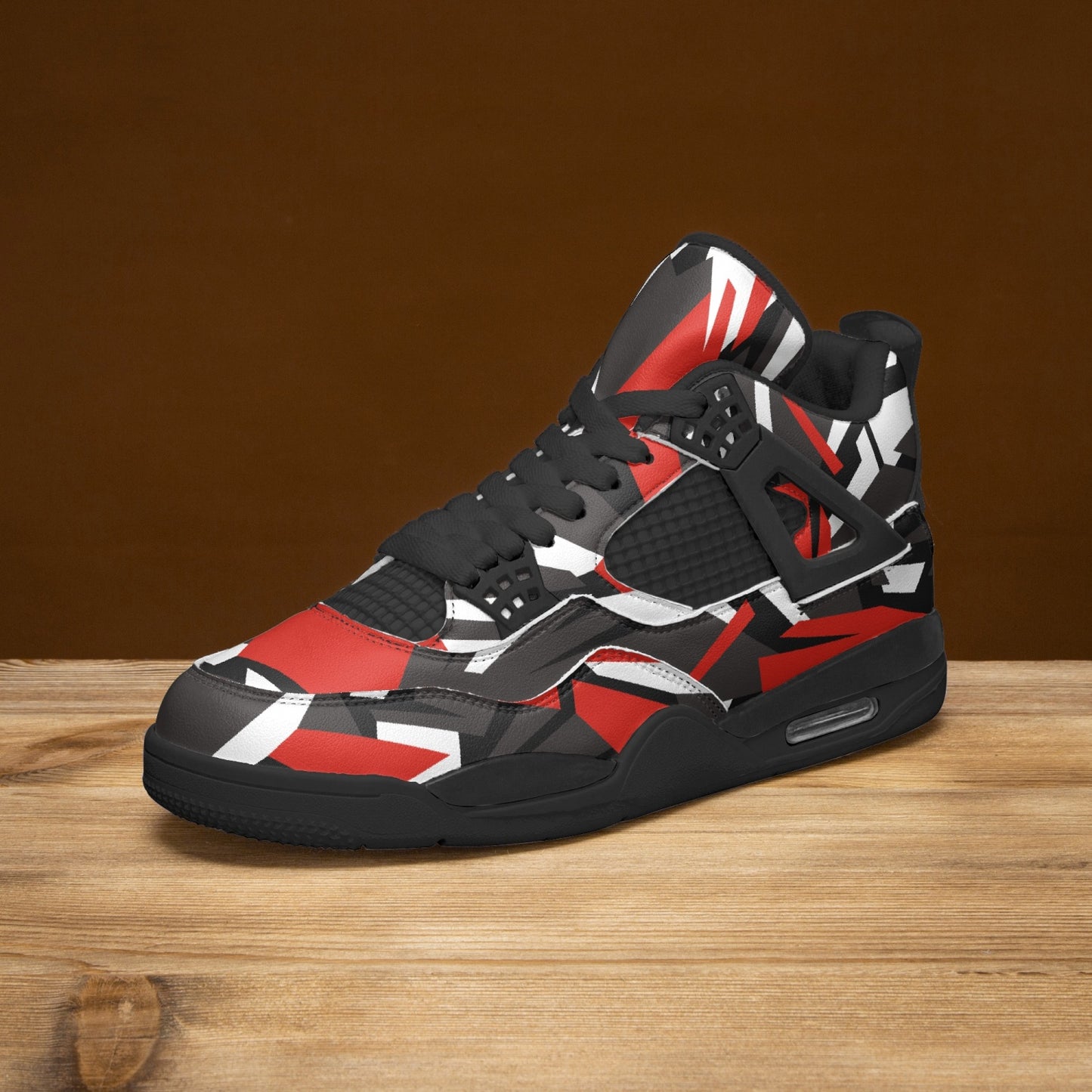 698. AJ4 Basketball Sneakers -All Black Crackle