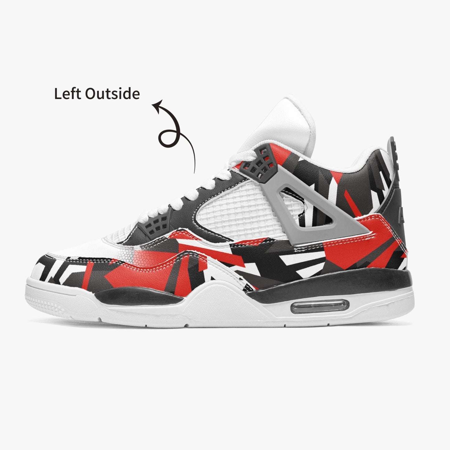 697. AJ4 Basketball Sneakers -White Red Gray Crackle2