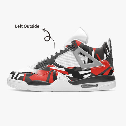 697. AJ4 Basketball Sneakers -White Red Gray Crackle2