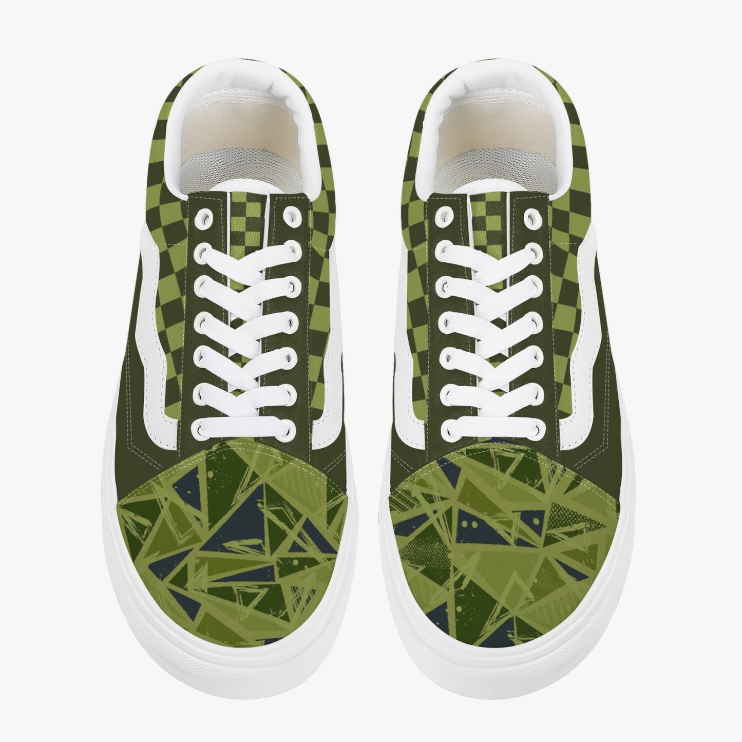 229. Trendy Low-Top Canvas Green Chex