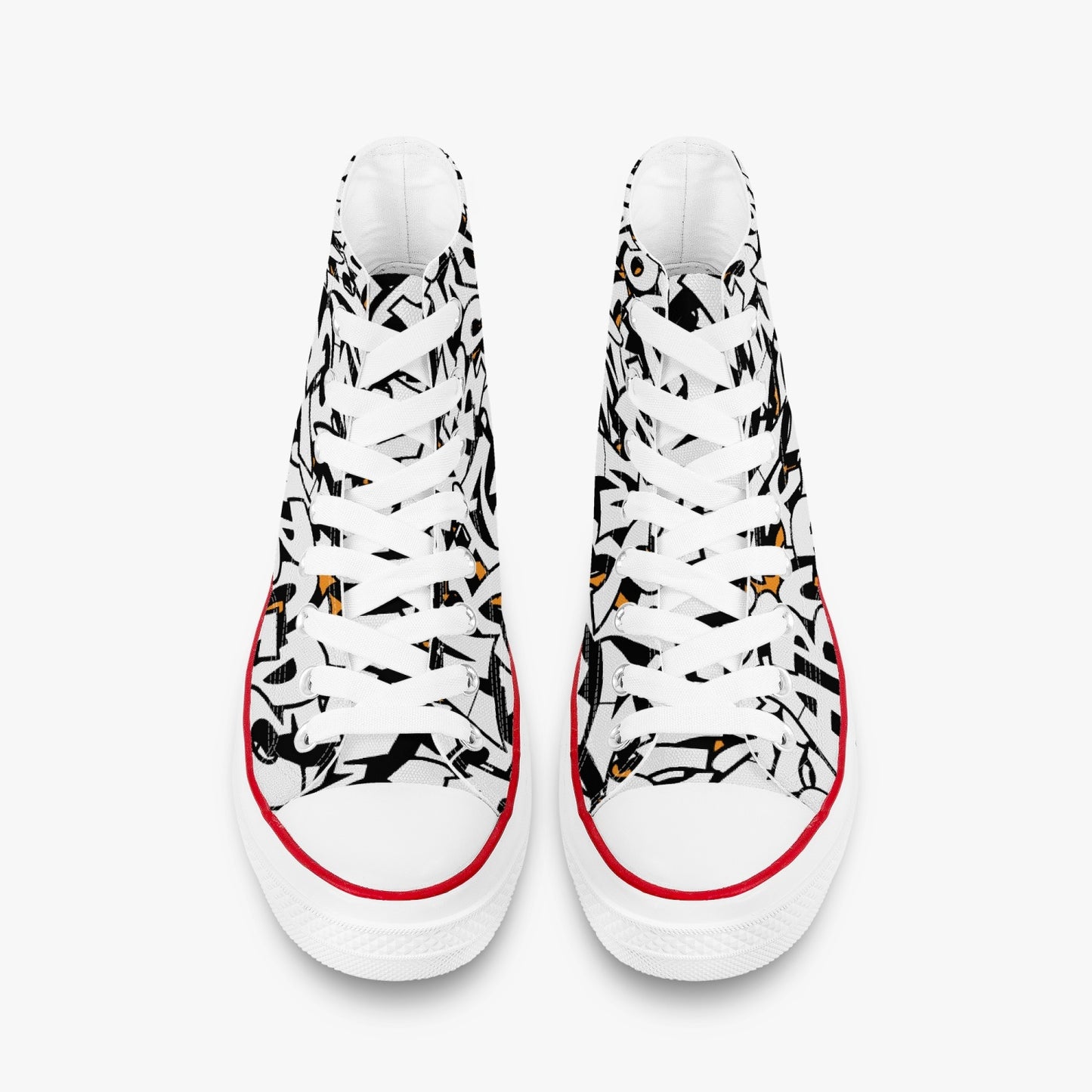 285. High-Top Canvas Shoes - White Graffiti Alphabet