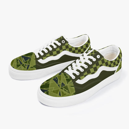 229. Trendy Low-Top Canvas Green Chex