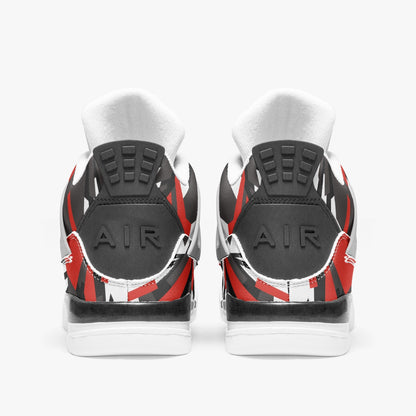 697. AJ4 Basketball Sneakers -White Red Gray Crackle2